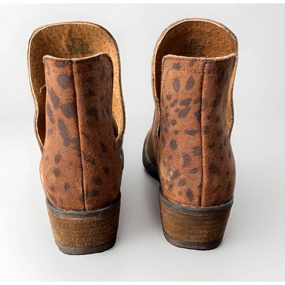 Corkys Girl Ankle Boots Women Size 6 Brown Leopard Cheetah Print Cut Out Booties